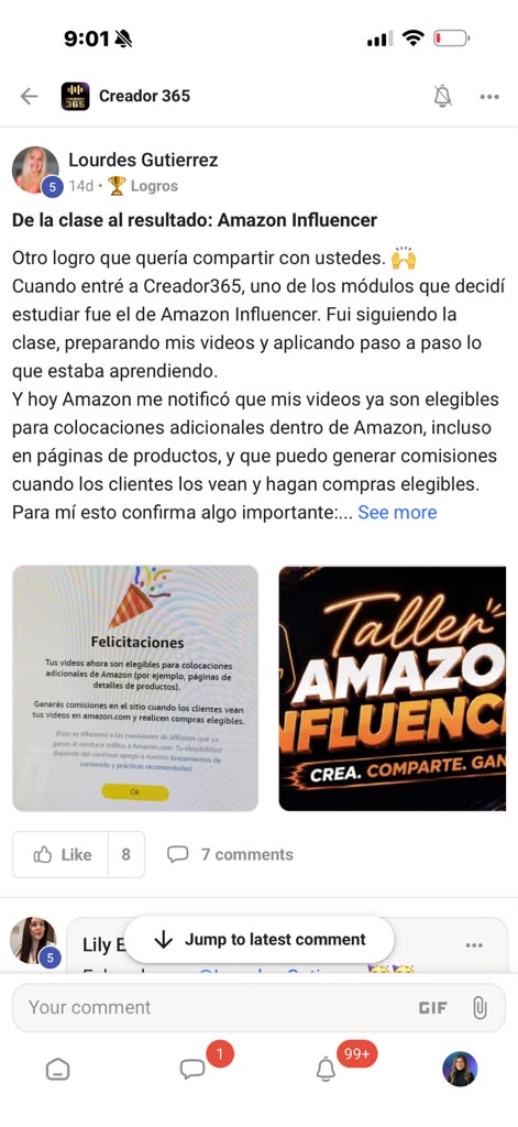 Logro de Lourdes: videos elegibles en Amazon Influencer